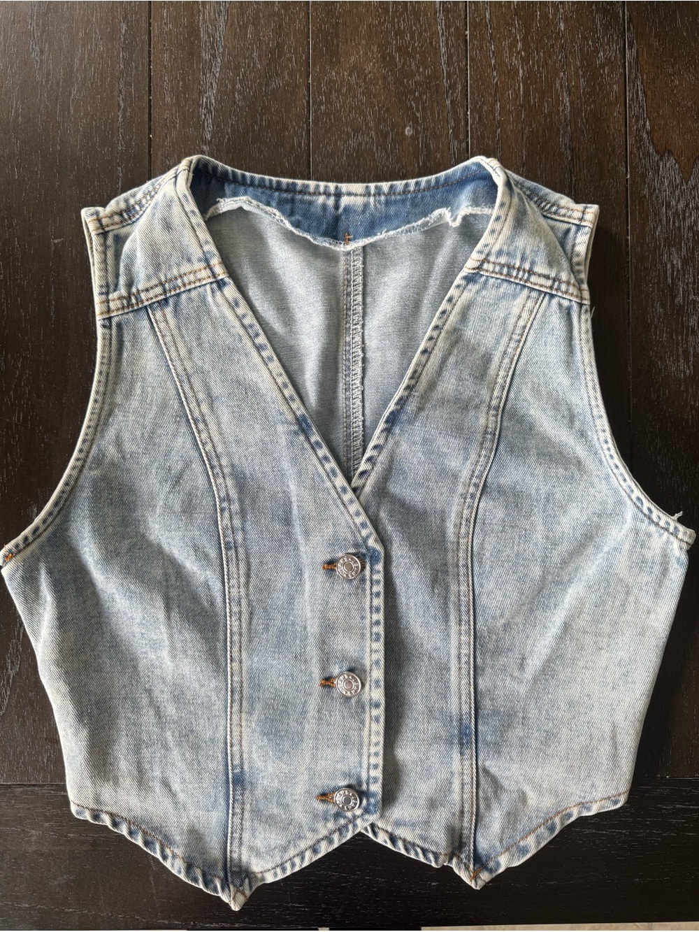 SHEIN Light Blue Denim Crop Vest